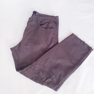 Jordan Craig Army Green Distressed Moto Jeans